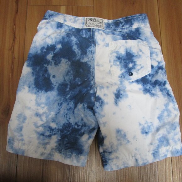POLO RALPH LAUREN BOYS NAVY BLUE WHITE TIE DYE SWIM SHORTS BIG PONY SZ 7 EUC - Picture 11 of 15